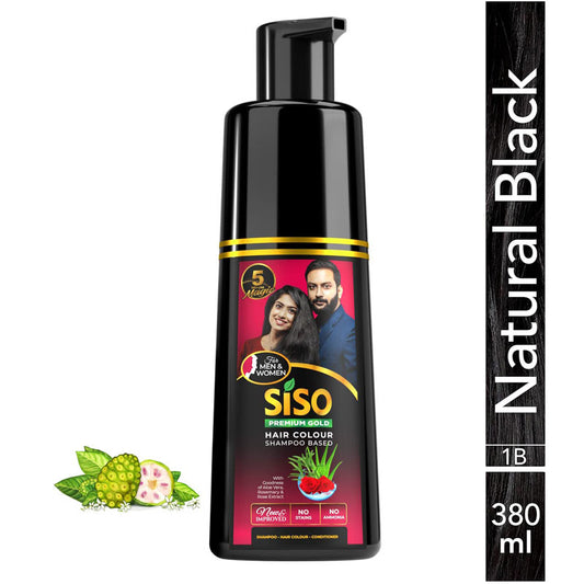 Permanent Hair Color Shampoo with Pump, Natural Black 380ml